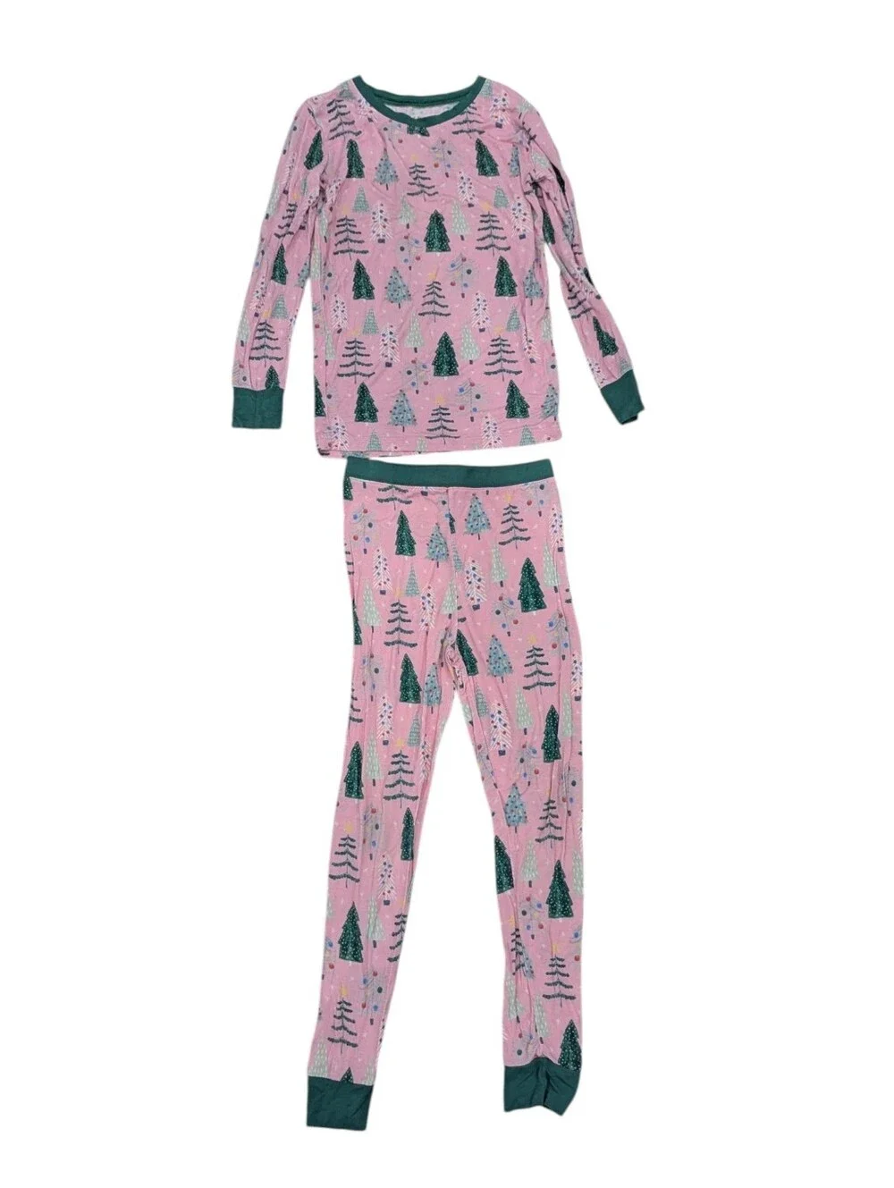 Little Sleepies Kids Pink Twinkle Trees Bamboo Pajamas Pj's Christmas Girls 7 8